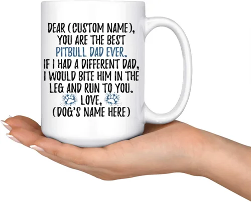 Miniatura 2 de Pitbull - Taza personalizada para papá de Pitbull, dueño de Pitbull, taza de papá Pitbull, I Love Pittie (15 onzas)