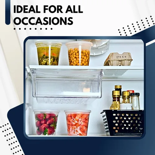 Miniatura 4 de Green Direct Contenedores de delicatessen con tapas, combo de almuerzo de plástico desechable 60 juegos, 20 8 onzas y 20 16 onzas y 20 32 oz.