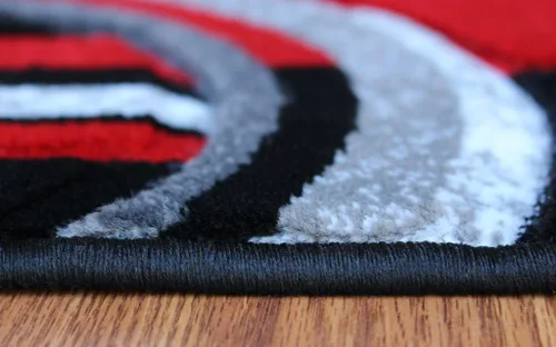 Miniatura 4 de Masada Rugs, Sophia Collection - Alfombra de área tallada a mano, moderna, contemporánea, rojo, gris, blanco, negro (2 pies x 7 pies 3 pulgadas)