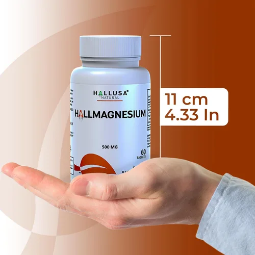 Miniatura 8 de Hallusa Natural Magnesio para calambres en las piernas, magnesio como óxido 500 mg, 60 cápsulas, suministro de 60 días, relajación muscular, alta