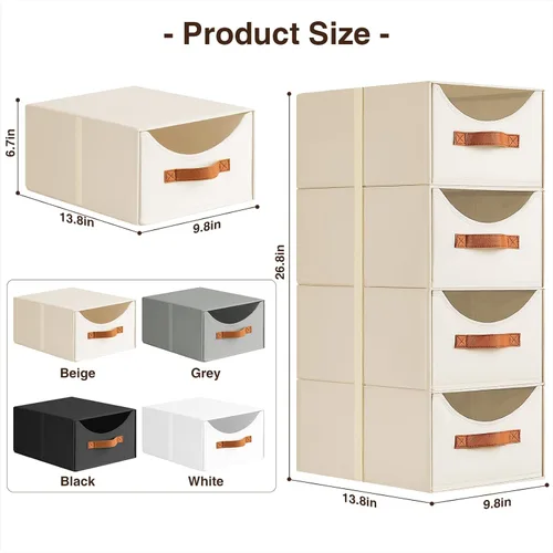 Miniatura 3 de Homsorout Cajones de almacenamiento apilables, contenedores de almacenamiento plegables con cajones, paquete de 8 cestas organizadoras de estantes