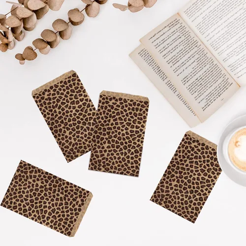 Miniatura 7 de Ikee Design 200 unidades de papel de 4 x 6 pulgadas con estampado liso o bolsas de estraza estampadas para dulces, galletas, mercancía, recuerdos