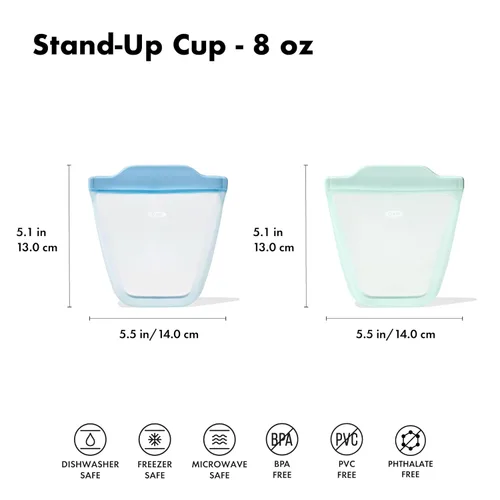 Miniatura 6 de OXO Tot Bolsas reutilizables de silicona - Juego de 2 tazas - Ópalo y atardecer Ópalo/anochecer