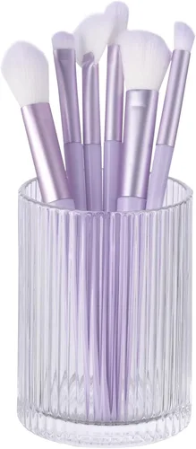 DASITON Organizador de brochas de maquillaje, soporte de almacenamiento de brochas de maquillaje cosméticas de cristal, soporte para brochas de