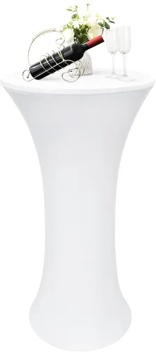 Miniatura 11 de Cubierta de Mesa de Cóctel Redonda Ajustada de 24x43 Pulgadas Mantel de Mesa de Cóctel de Elastano Negro Mantel Ajustado Highboy Manteles de Mesa