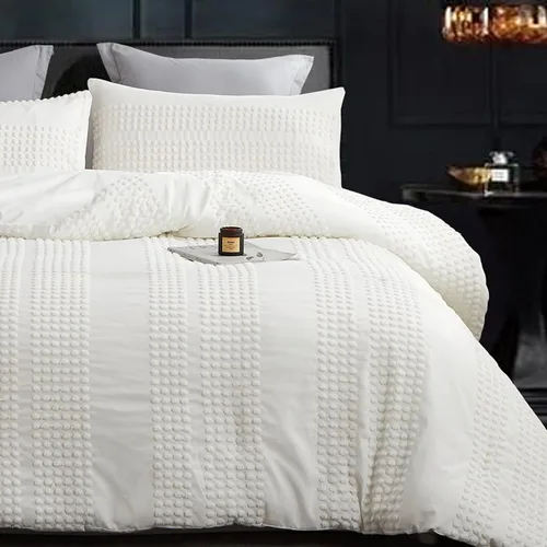 Miniatura 9 de Cupocupa Juego de Edredón Queen Beige con Mechones, Juegos de Edredones Ropa de Cama para Cama Queen 3 Piezas Edredón Boho Suave Esponjoso Ligero