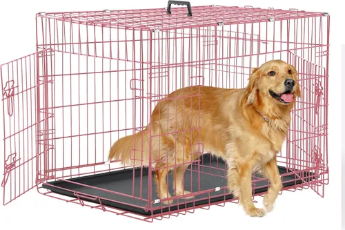 Miniatura 14 de Jaulas extra grandes de 48 pulgadas para perros medianos, jaula plegable XXL de doble puerta para perros grandes, jaulas para perros para interiores
