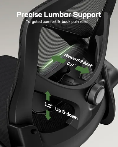 Miniatura 4 de Marsail Silla ergonómica de oficina, silla de escritorio, silla de juegos con soporte lumbar ajustable en altura, reposabrazos ajustable y Oscuro
