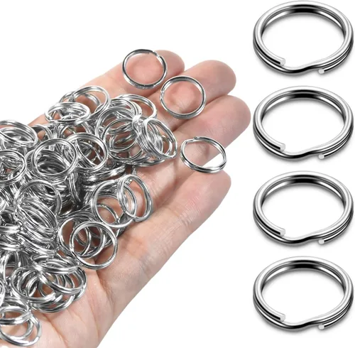 Miniatura 13 de 300 llaveros pequeños dorados de 1/2 pulgada, anillos divididos de doble bucle, mini llavero de metal para llavero, etiqueta de collar de mascotas