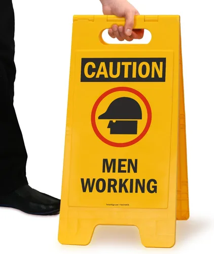 Miniatura 6 de SmartSign Letrero plegable de dos caras con símbolo de "Caution - Men Working" de 25 x 12 pulgadas, plástico de polipropileno impreso digitalmente