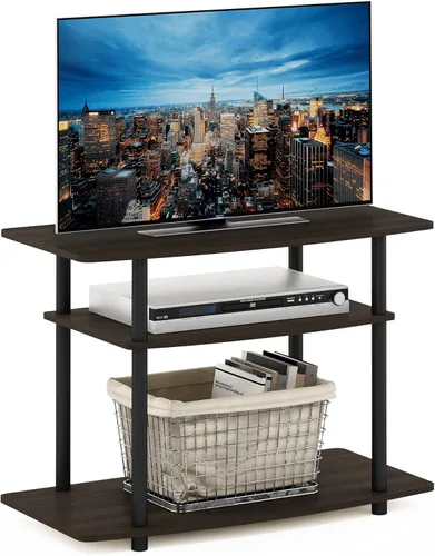 Miniatura 11 de Furinno Frans Turn-N-Tube - Soporte para televisor de 4 niveles, para televisores de hasta 43 pulgadas, color roble blanco