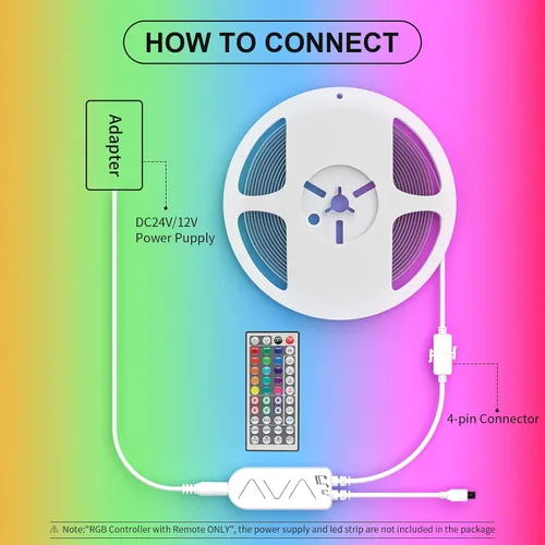 Miniatura 2 de PAUTIX Tira de luz LED RGB controlador inteligente inalámbrico, control remoto de 44 teclas y control de aplicación, sincronización de música