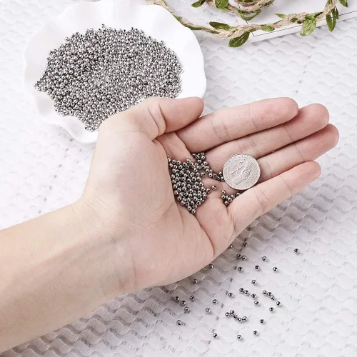 Miniatura 3 de MegaPet - 1000 cuentas espaciadoras de metal de 0.118 pulgadas de acero inoxidable 304, cuentas sueltas de acero inoxidable para manualidades