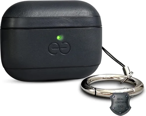 Miniatura 77 de Dreem Om - Funda para estuche con clip para llavero compatible con AirPods 1 y 2, funda de cuero vegano para Airpods para hombres y mujeres, Negro