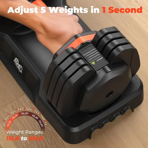 Miniatura 2 de FLYBIRD - Juego de mancuernas ajustables de 2 piezas, juego de mancuernas de 110LB/50LB para ejercicio y fitness en el gimnasio en casa, cambio Par