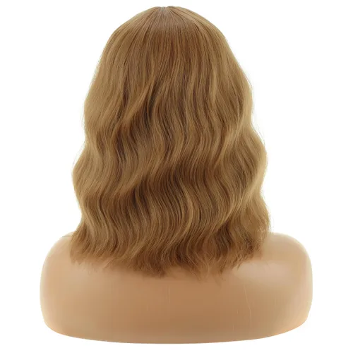 Miniatura 4 de BERON 14 Inches Ash Blonde Wig with Bangs Short Curly Wig Short Ash Blonde Bob Synthetic Wigs for Women Daily Halloween Party or Cosplay Hairnet