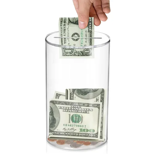 Miniatura 8 de DMTINTA Alcancía transparente para adultos y niños, alcancía transparente para adultos, debe romperse para abrir, alcancía acrílica sin abrir