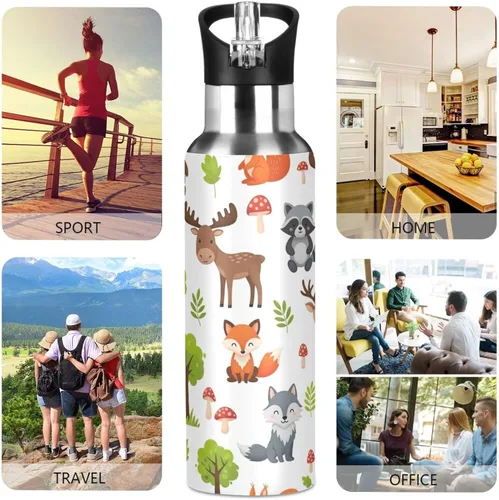 Miniatura 5 de BPA-Free Sport Water Bottle Insulated 20 Oz, Stainless Steel Vacuum Insulated Water Bottle for Gym Outdoor Travel School, Cute Woodland Animals Bears