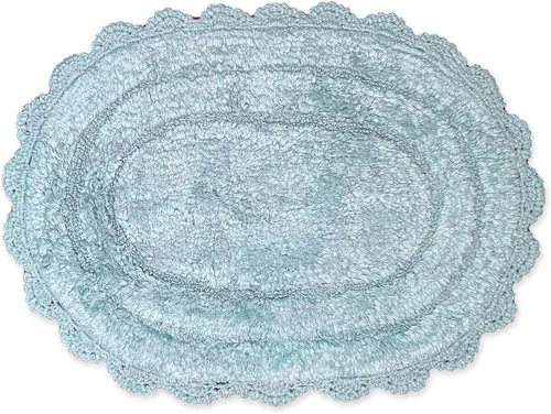 Miniatura 77 de Chardin home Alfombra de baño de ganchillo beige, alfombra de baño ovalada 100% algodón con borde de ganchillo artesanal hecho a mano, alfombra