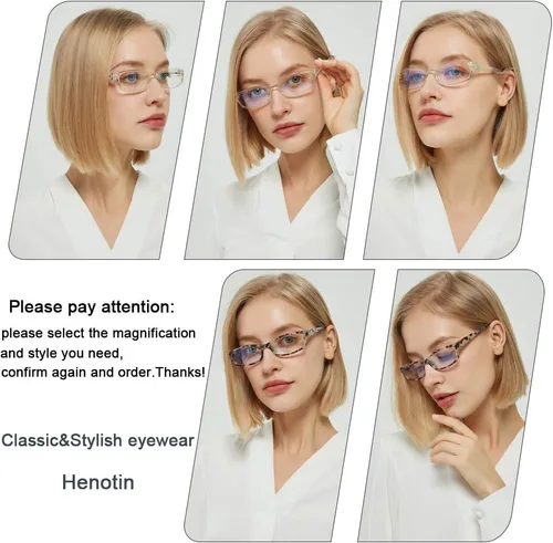 Miniatura 6 de Henotin Paquete de 5 lentes de lectura con bloqueo de luz azul, antifatiga ocular, anteojos de lectura para computadora para mujeres y hombres