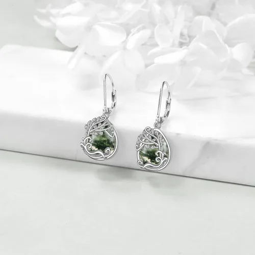 Miniatura 92 de Aretes colgantes con forma de lágrima de filigrana de piedra lunar de plata de ley 925 con cierre de palanca para mujer, regalos de joyería