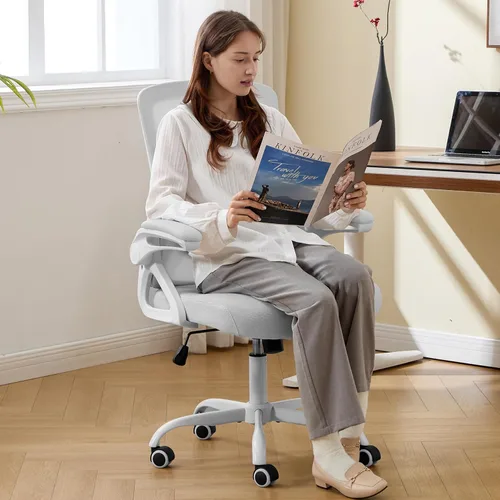 Miniatura 8 de Silla de oficina ergonómica, silla de escritorio con soporte lumbar ajustable, cómodas sillas de computadora de malla transpirable con reposabrazos