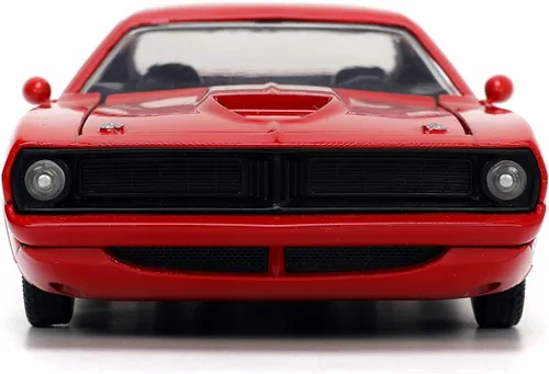 Miniatura 3 de Jada Toys Big Time Muscle 1:24 1973 Plymouth Barracuda - Coche fundido a presión rojo/negro, juguetes para niños y adultos