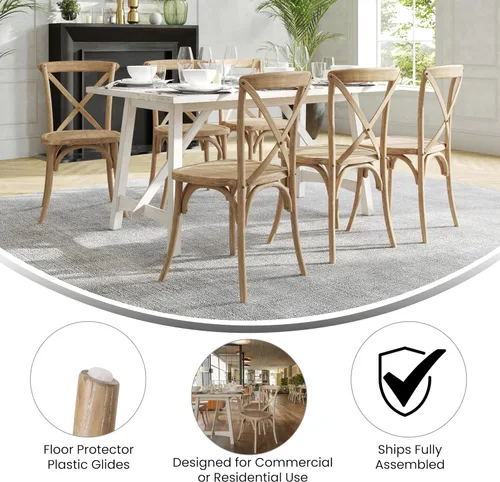 Miniatura 4 de Flash Furniture Advantage Natural - Silla con respaldo en X de grano blanco