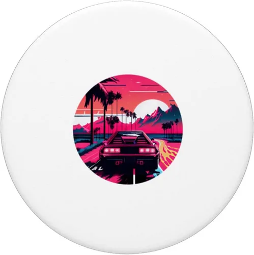 Miniatura 3 de Retrowave Synthwave 80s Design For The Eighties Music Lovers PopSockets Swappable PopGrip