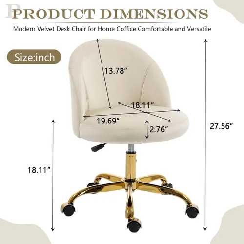 Miniatura 2 de Silla de tocador blanca y dorada con respaldo, silla pequeña para tocador, sillas de maquillaje giratorias de terciopelo y bonitas sillas déak