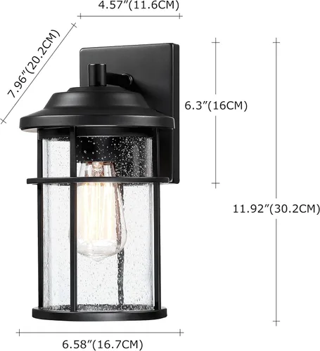 Miniatura 3 de Luces exteriores para casa, lámpara exterior, aplique de pared impermeable para exteriores, iluminación de montaje en pared negra antioxidante