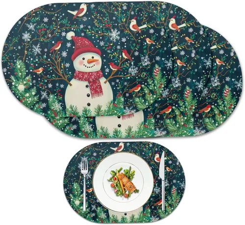 Miniatura 11 de Ghost Placemats Set of 2 Wipeable Faux Leather 12X18 Inch Waterproof Non-Slip Mats Spooky Table Decor Heat Resistant for Scary Dinner Party Fantasma
