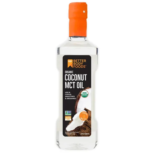 BetterBody Foods Aceite de coco orgánico MCT - Incremento de energía - Apto para dieta keto - C8 y C10 - Sin gluten - 16.9 oz