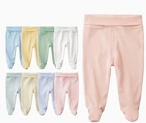 Miniatura 5 de Teach Leanbh Paquete de 3 pantalones con pies para bebé, leggings casuales de cintura alta de algodón