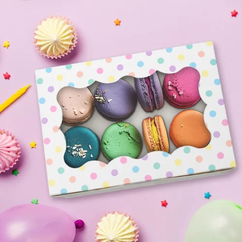 Miniatura 5 de Perfect Occasion Cajas de galletas de lunares, paquete de 12 unidades, cajas de galletas de lunares pastel con ventana, para Pascua, cumpleaños
