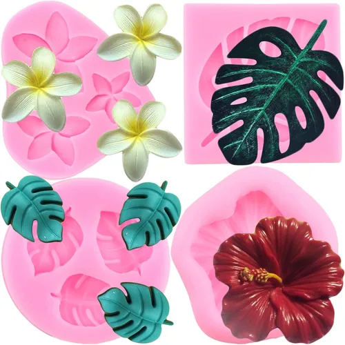 Miniatura 10 de ZiXiang Moldes de silicona de dinosaurio, molde de hojas tropicales para fondant, molde de hojas de helecho, molde de caramelo para baby shower