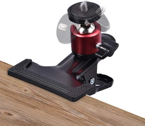 Miniatura 6 de UTEBIT Clip de montaje de cámara trípode resistente con cabezal de bola giratorio 360, abrazadera de resorte negro para estudio de sesión de fotos
