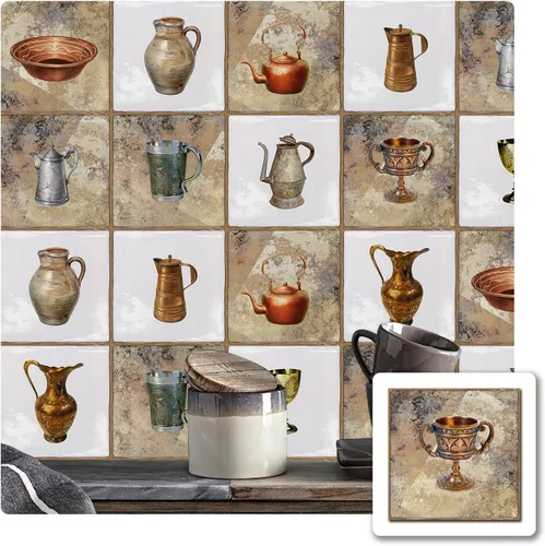 Miniatura 45 de Alwayspon Vinilo adhesivo efecto piedra, pegatinas para azulejos de pared autoadhesivas, protector antisalpicaduras para cocina y baño, T026