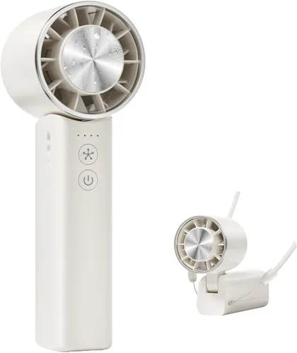 Miniatura 14 de Ventilador de mano portátil, mini ventilador personal ajustable de 100 velocidades, funciona con batería recargable USB-C de 3000 mAh, pantalla Beige