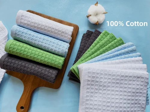 Miniatura 7 de Juego de 12 paños de cocina de algodón para la limpieza del hogar y la cocina, 12 x 12 pulgadas, paquete de 12 paños de cocina, trapos de cocina