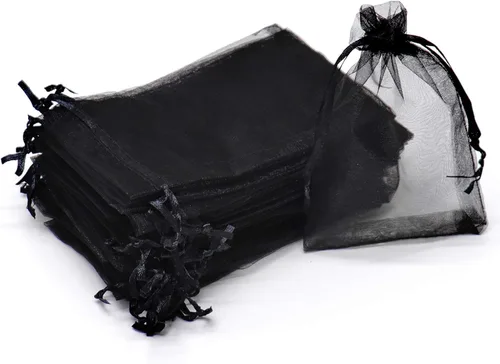 Miniatura 21 de Dealglad 100pcs Drawstring Organza bolsas de joyería caramelo para fiestas, casamientos, regalos Amarillo