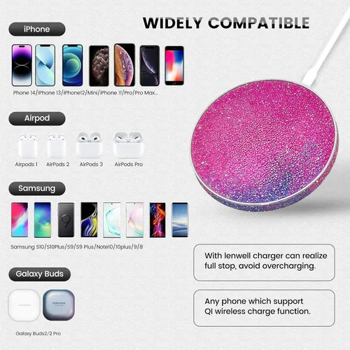Miniatura 2 de Cargador inalámbrico de 15 W Max Bling MagSafe Charger Pad tipo C Certificado Qi iPhone 13/14/12/SE/11/X/XR, AirPods; Galaxy Note S21/S20/S10/S9