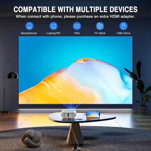 Miniatura 4 de Mini proyector, proyector de video VISSPL 1080P actualizado 2026, proyector portátil para exteriores con trípode, regalo para niños, proyector