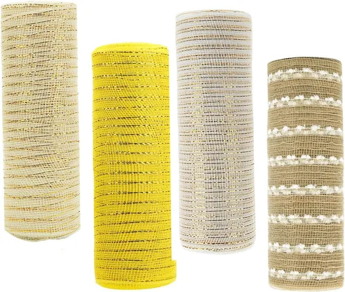 Miniatura 15 de 4 rollos de cinta de malla decorativa para decoración de coronas, 10 pulgadas x 30 pies, rollo de malla decorativa de San Valentín, suministros