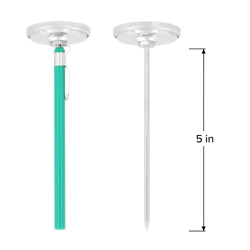 Miniatura 2 de Reotemp Termómetro de bolsillo de fácil lectura con esfera grande, esfera de 2 pulgadas, vástago de 5 pulgadas, resistente al agua