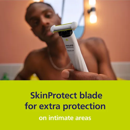 Miniatura 2 de Cuchilla de repuesto Philips Norelco OneBlade Skin Protect, para afeitadora y recortadora eléctrica OneBlade, acero inoxidable duradero, recorte