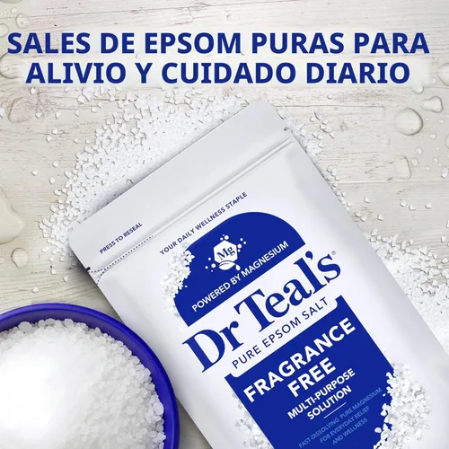Miniatura 4 de Sales de Epsom con Magnesio para Remojo Dr Teal's, Sin Fragancia, 4 libras
