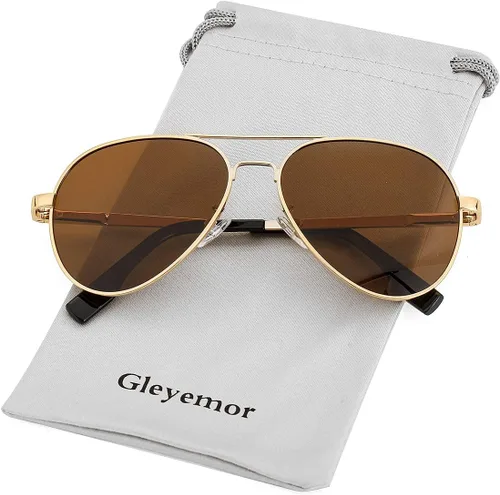 Miniatura 176 de Gleyemor Lentes de sol polarizados estilo aviador para niños y niñas, jóvenes, adolescentes, dos tamaños de 1.969 in y 2.047 in