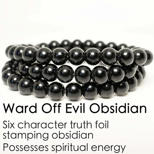 Miniatura 5 de Obsidian Bracelet Natural Black Onyx Tiger Eye Stone with Phoenix Totem Jewelry Bracelet, 8mm Beaded Bracelets Feng Shui Bracelet for Meditation