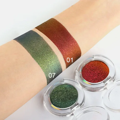 Miniatura 3 de evpct Juego de 2 paletas de maquillaje de sombra de ojos duocromática camaleón cromadas para mujer, rosa rojo dorado bosque, verde bosque metálico